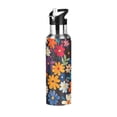 thumbnail image 1 of Yayeee 20oz Insulated Water Bottle Double Wall Stainless Steel with Flip Straw Lid, Bright Colorful Flowers Pattern, 1 of 7