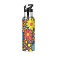 thumbnail image 1 of Yayeee 20oz Insulated Water Bottle Double Wall Stainless Steel with Flip Straw Lid, Cartoon Flowers, 1 of 7