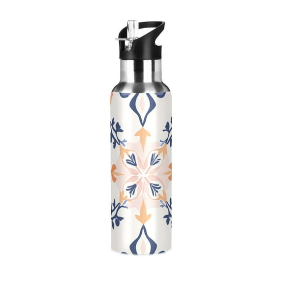 Yayeee 20oz Insulated Water Bottle Double Wall Stainless Steel with Flip Straw Lid, Colorful Abstract Pattern