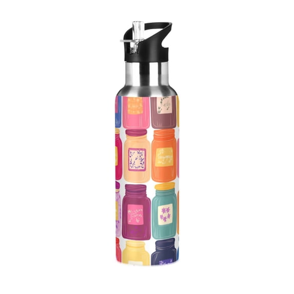 Yayeee 20oz Insulated Water Bottle Double Wall Stainless Steel with Flip Straw Lid, Colorful Jars