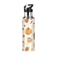 thumbnail image 1 of Yayeee 20oz Insulated Water Bottle Double Wall Stainless Steel with Flip Straw Lid, Fall Beige Pumpkin, 1 of 7
