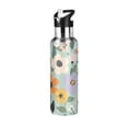 thumbnail image 1 of Yayeee 20oz Insulated Water Bottle Double Wall Stainless Steel with Flip Straw Lid, Floral Pattern, 1 of 7