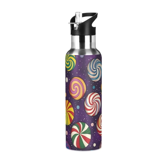 Yayeee 20oz Insulated Water Bottle Double Wall Stainless Steel with Flip Straw Lid, Galactic Candy
