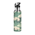 thumbnail image 1 of Yayeee 20oz Insulated Water Bottle Double Wall Stainless Steel with Flip Straw Lid, Green Wave Pattern, 1 of 7