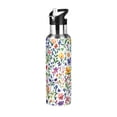 thumbnail image 1 of Yayeee 20oz Insulated Water Bottle Double Wall Stainless Steel with Flip Straw Lid, Green Wildflower Pattern, 1 of 7