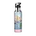 thumbnail image 1 of Yayeee 20oz Insulated Water Bottle Double Wall Stainless Steel with Flip Straw Lid, Green Window Sea, 1 of 7