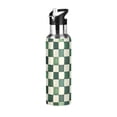 thumbnail image 1 of Yayeee 20oz Insulated Water Bottle Double Wall Stainless Steel with Flip Straw Lid, Green and White Plaid Pattern, 1 of 7