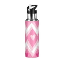 Yayeee 20oz Double Wall Stainless Steel Water Bottle with Flip Straw, Heart Geometric