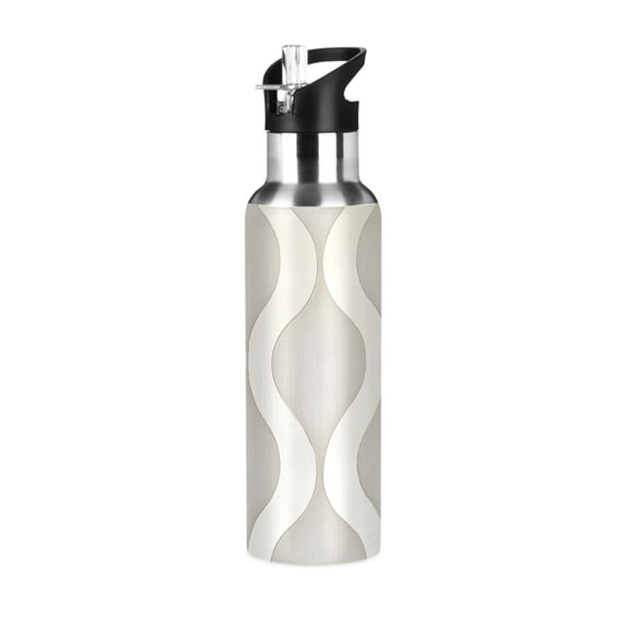Yayeee 20oz Insulated Water Bottle Double Wall Stainless Steel with Flip Straw Lid, Light Gray Pattern