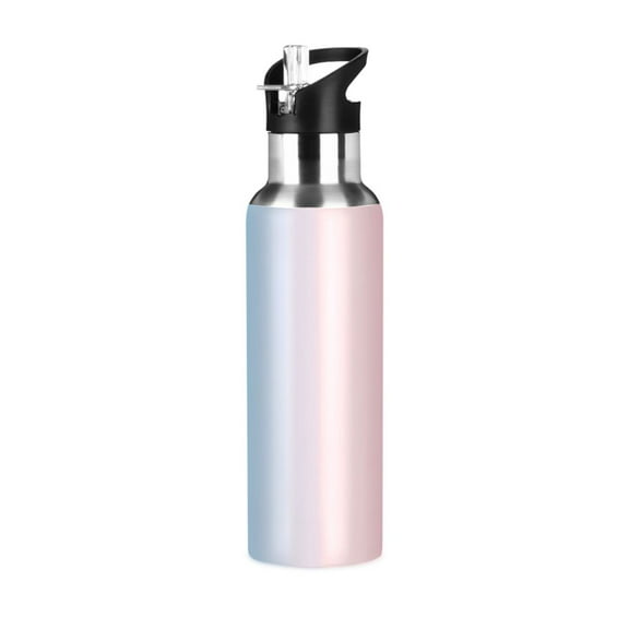 Yayeee 20oz Double Wall Stainless Steel Water Bottle with Flip Straw, Light Pink Gradient
