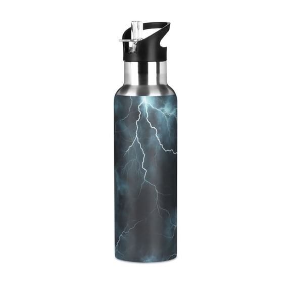 Yayeee 20oz Insulated Water Bottle Double Wall Stainless Steel with Flip Straw Lid, Lightning Pattern