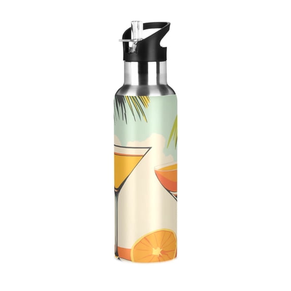 Yayeee 20oz Insulated Water Bottle Double Wall Stainless Steel with Flip Straw Lid, Mid Century Glasses