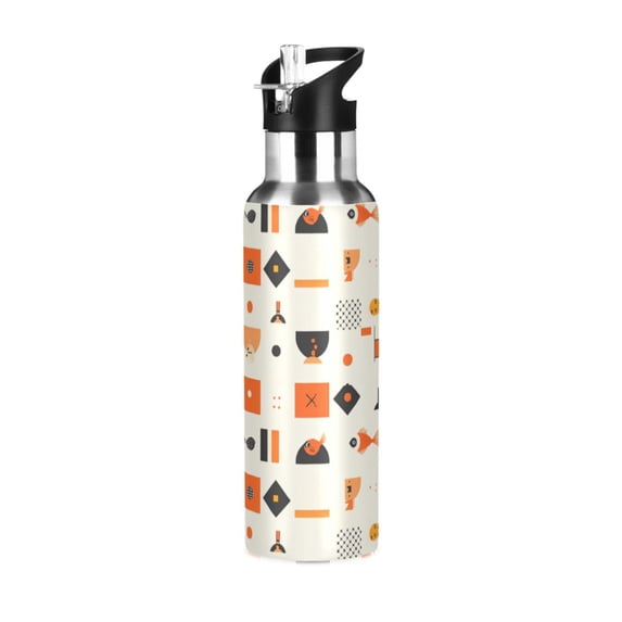 Yayeee 20oz Insulated Water Bottle Double Wall Stainless Steel with Flip Straw Lid, Minimalist Geometric Pattern
