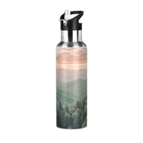 Yayeee 20oz Double Wall Stainless Steel Water Bottle with Flip Straw, Mountains at Dawn