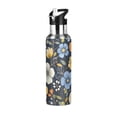 thumbnail image 1 of Yayeee 20oz Insulated Water Bottle Double Wall Stainless Steel with Flip Straw Lid, Navy Floral Pattern, 1 of 7