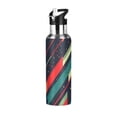 thumbnail image 1 of Yayeee 20oz Insulated Water Bottle Double Wall Stainless Steel with Flip Straw Lid, Orange Abstract Lines, 1 of 7