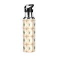 thumbnail image 1 of Yayeee 20oz Double Wall Stainless Steel Water Bottle with Flip Straw, Pastel Beige Geometric, 1 of 7
