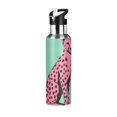 thumbnail image 1 of Yayeee 20oz Insulated Water Bottle Double Wall Stainless Steel with Flip Straw Lid, Pink Cheetah, 1 of 7