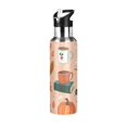 thumbnail image 1 of Yayeee 20oz Double Wall Stainless Steel Water Bottle with Flip Straw, Pink Fall Coffee, 1 of 7