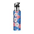 thumbnail image 1 of Yayeee 20oz Double Wall Stainless Steel Water Bottle with Flip Straw, Pink Flowers Pattern, 1 of 7