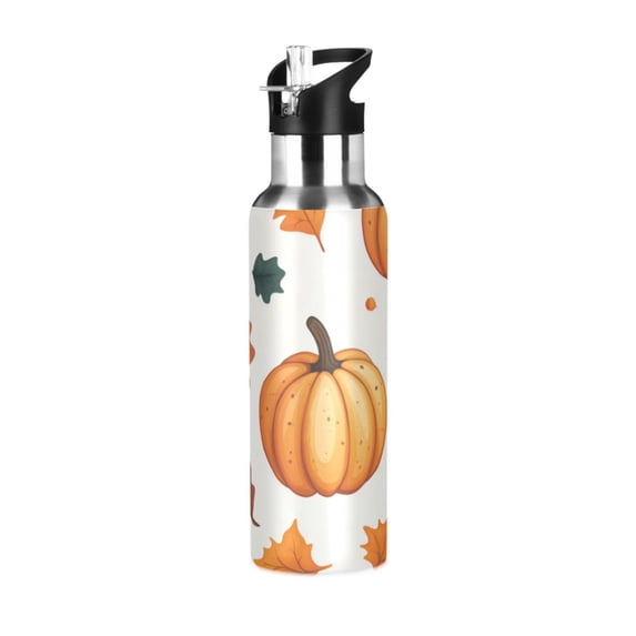 Yayeee 20oz Insulated Water Bottle Double Wall Stainless Steel with Flip Straw Lid, Pumpkins Pattern