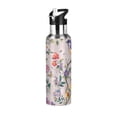 thumbnail image 1 of Yayeee 20oz Insulated Water Bottle Double Wall Stainless Steel with Flip Straw Lid, Purple Floral Pattern, 1 of 7