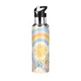 thumbnail image 1 of Yayeee 20oz Double Wall Stainless Steel Water Bottle with Flip Straw, Purple Rainbow Clouds, 1 of 7