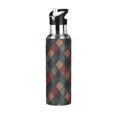 thumbnail image 1 of Yayeee 20oz Insulated Water Bottle Double Wall Stainless Steel with Flip Straw Lid, Red Tartan Pattern, 1 of 7