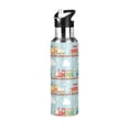 thumbnail image 1 of Yayeee 20oz Double Wall Stainless Steel Water Bottle with Flip Straw, Red Trains Pattern, 1 of 7
