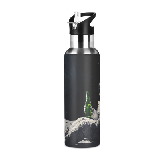 Yayeee 20oz Insulated Water Bottle Double Wall Stainless Steel with Flip Straw Lid, Sitting on The Moon