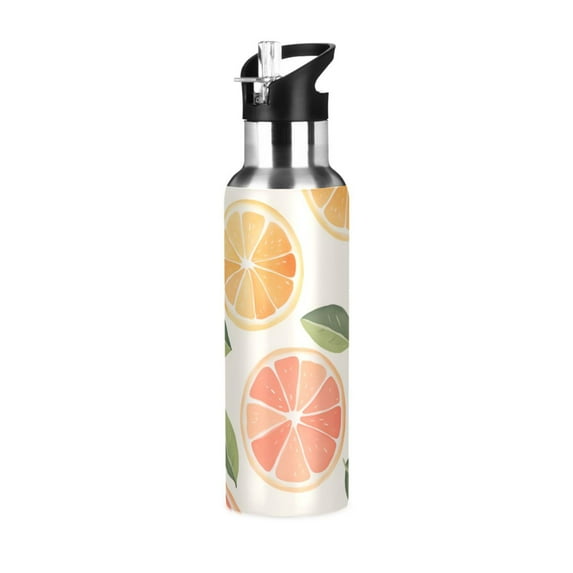 Yayeee 20oz Double Wall Stainless Steel Water Bottle with Flip Straw, Watercolor Orange
