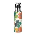 thumbnail image 1 of Yayeee 20oz Double Wall Stainless Steel Water Bottle with Flip Straw, White Clover Pattern, 1 of 7