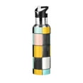 thumbnail image 1 of Yayeee 20oz Insulated Water Bottle Double Wall Stainless Steel with Flip Straw Lid, Yellow Checkered Pattern, 1 of 7