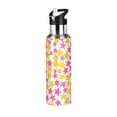 thumbnail image 1 of Yayeee 20oz Double Wall Stainless Steel Water Bottle with Flip Straw, Yellow Stars Pattern, 1 of 7