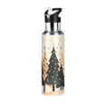 thumbnail image 1 of Yayeee 33oz Insulated Water Bottle Double Wall Stainless Steel with Flip Straw Lid, Beige Christmas Trees, 1 of 7