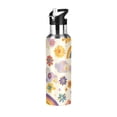 thumbnail image 1 of Yayeee 33oz Insulated Water Bottle Double Wall Stainless Steel with Flip Straw Lid, Beige Retro Rainbow, 1 of 7