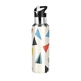 thumbnail image 1 of Yayeee 33oz Insulated Water Bottle Double Wall Stainless Steel with Flip Straw Lid, Beige Triangles, 1 of 7