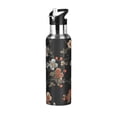 thumbnail image 1 of Yayeee 33oz Insulated Water Bottle Double Wall Stainless Steel with Flip Straw Lid, Black Flowers, 1 of 7