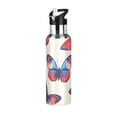 thumbnail image 1 of Yayeee 33oz Insulated Water Bottle Double Wall Stainless Steel with Flip Straw Lid, Blue Butterflies, 1 of 7