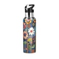 thumbnail image 1 of Yayeee 33oz Insulated Water Bottle Double Wall Stainless Steel with Flip Straw Lid, Blue Colorful Flowers, 1 of 7