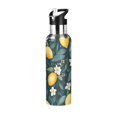 thumbnail image 1 of Yayeee 33oz Insulated Water Bottle Double Wall Stainless Steel with Flip Straw Lid, Blue Floral Lemons, 1 of 7