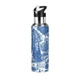 thumbnail image 1 of Yayeee 33oz Insulated Water Bottle Double Wall Stainless Steel with Flip Straw Lid, Blue Garden Pattern, 1 of 7