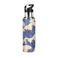 thumbnail image 1 of Yayeee 33oz Insulated Water Bottle Double Wall Stainless Steel with Flip Straw Lid, Blue Wave Pattern, 1 of 7
