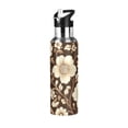 thumbnail image 1 of Yayeee 33oz Insulated Water Bottle Double Wall Stainless Steel with Flip Straw Lid, Brown Floral, 1 of 7