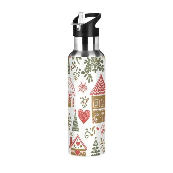 Yayeee 33oz Double Wall Stainless Steel Water Bottle with Flip Straw, Brown Nordic Christmas House