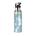 thumbnail image 1 of Yayeee 33oz Double Wall Stainless Steel Water Bottle with Flip Straw, Cartoon Easter Bunnies, 1 of 7