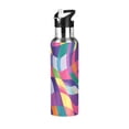 thumbnail image 1 of Yayeee 33oz Insulated Water Bottle Double Wall Stainless Steel with Flip Straw Lid, Colorful Wavy Pattern, 1 of 7