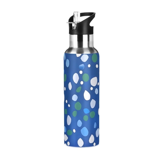 Yayeee 33oz Insulated Water Bottle Double Wall Stainless Steel with Flip Straw Lid, Green Dots