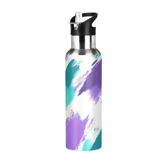 Yayeee 33oz Double Wall Stainless Steel Water Bottle with Flip Straw, Green Drawing