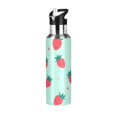 thumbnail image 1 of Yayeee 33oz Insulated Water Bottle Double Wall Stainless Steel with Flip Straw Lid, Green Strawberry, 1 of 7